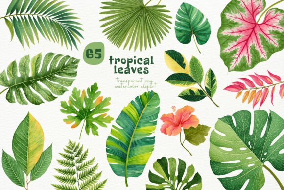 Download Watercolor Tropical Leaves PNG Clipart - Png Collection