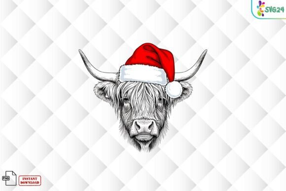 Download Highland Cow Santa Hat PNG - Png Collection