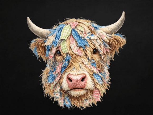 Download Patchwork Highland Cow Country Style PNG - Png Collection