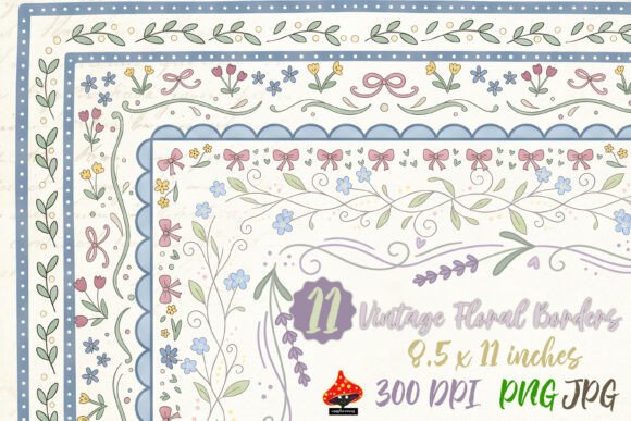 Download Vintage Floral Borders 11 PNG Bundle - Premium Resources