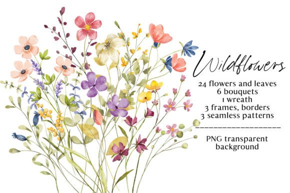 Download Wild Flowers and Leaf Set, PNG. - Png Collection