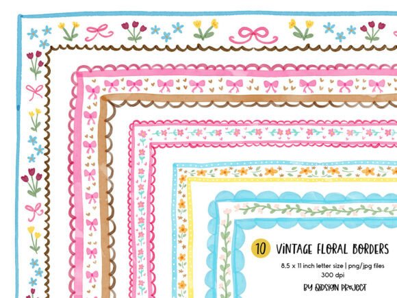 Download Vintage Floral Borders PNG Bundle - Png Collection