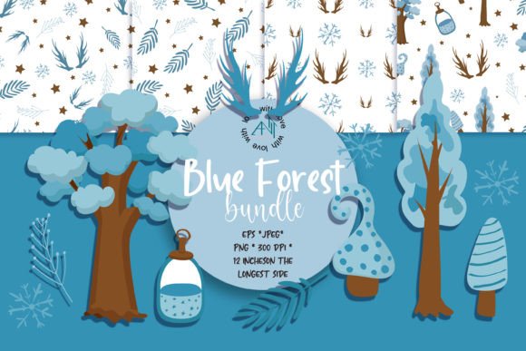 Download Blue Forest Patterns, Clipart Png,eps,jp - Png Collection
