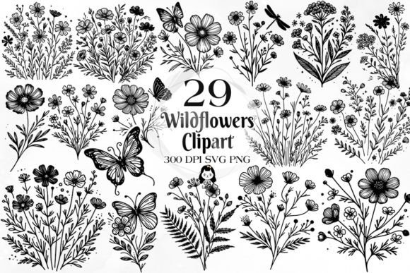 Download Wildflowers SVG PNG Clipart Bundle - Png Collection