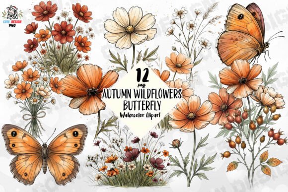 Download Autumn Wildflowers Butterfly PNG - Png Collection