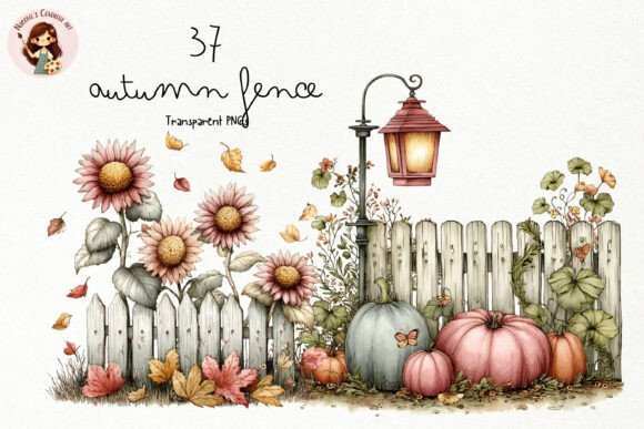 Download Watercolor Autumn Fence PNG Clipart - Png Collection